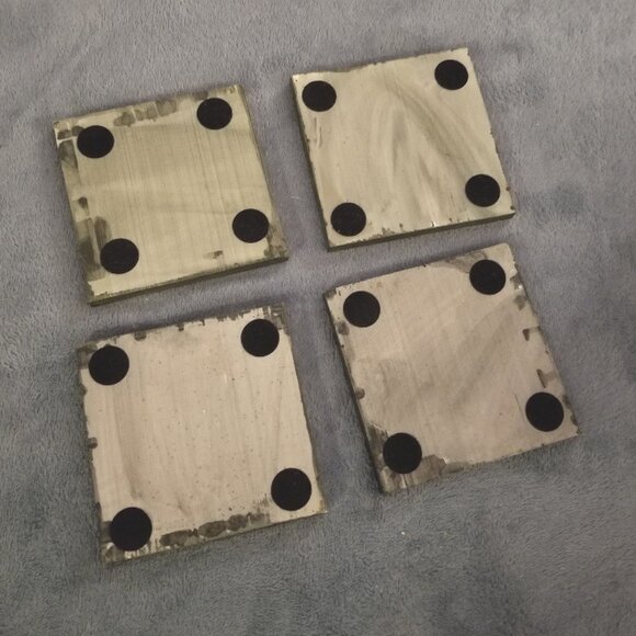 Set of 4 decorative heavy tile drink coasters ~1 cm thick - Picture 3 of 3